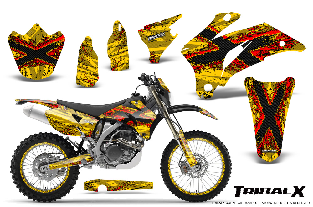 Yamaha WR 250-450 07-10 Graphics Kit TribalX Red Yellow NP Rims